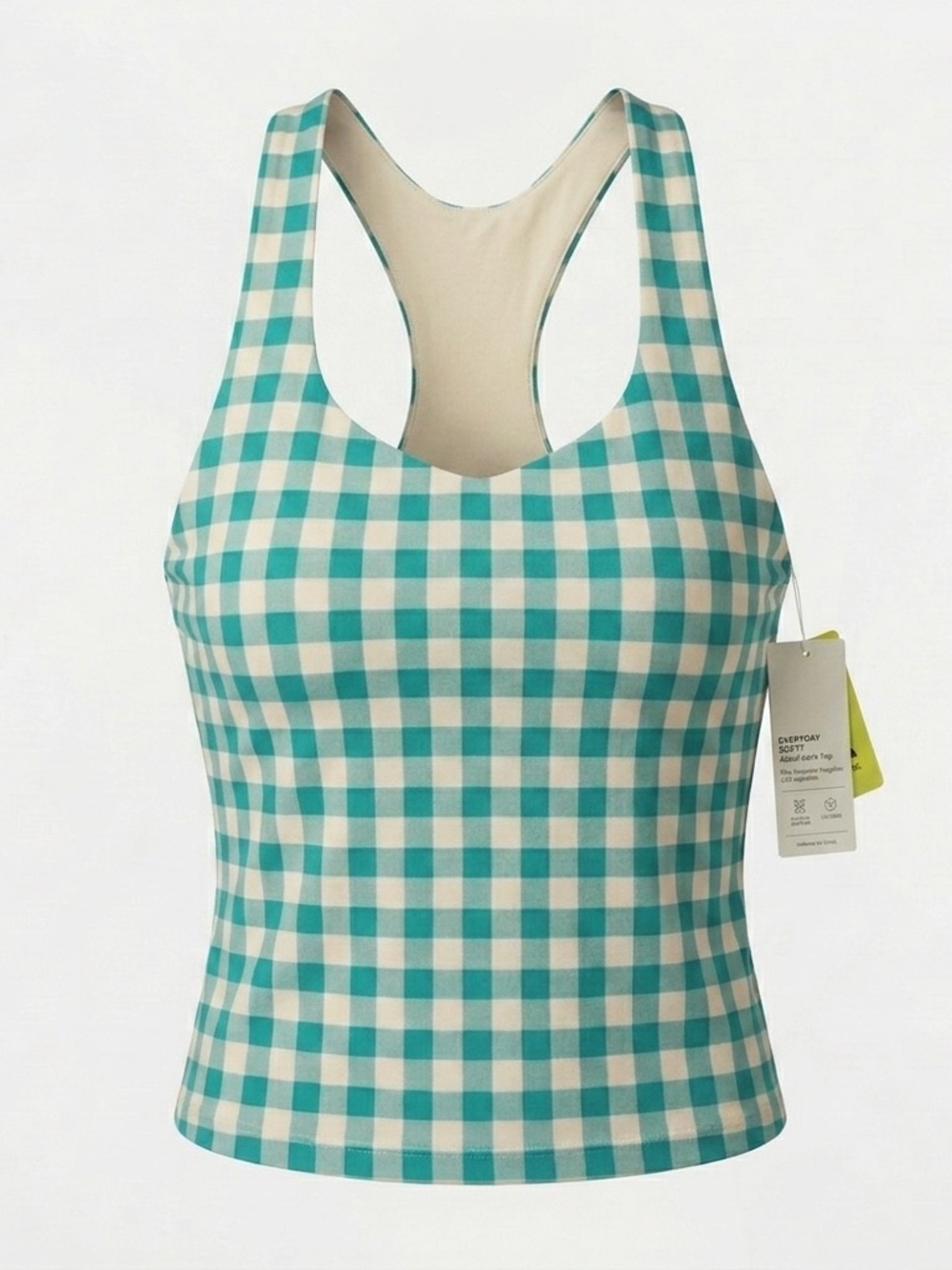 All in Motion Green Gingham Halter Crop Top Tank - XS
